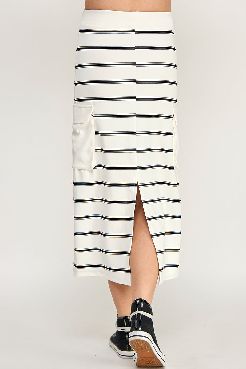 STRIPED CARGO SWEATSHIRT SKIRT