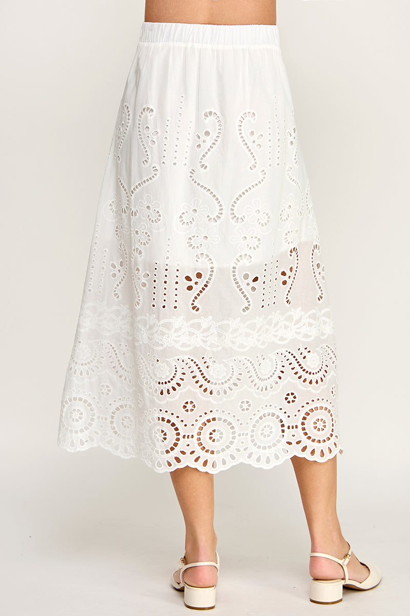 EYEELET MIDI SKIRT