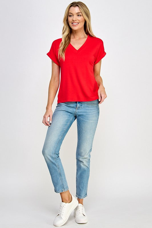 V NECK TEE