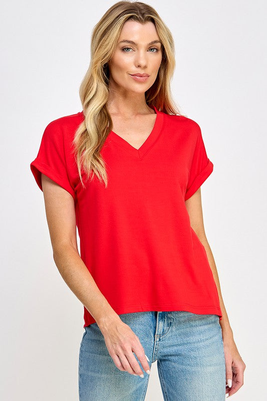 V NECK TEE