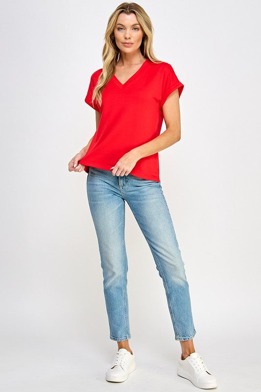 V NECK TEE