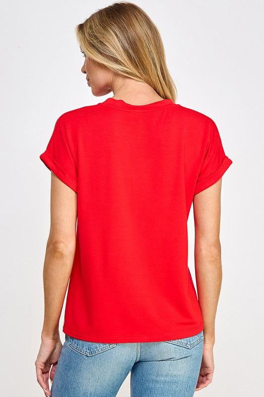 V NECK TEE
