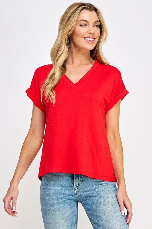 V NECK TEE