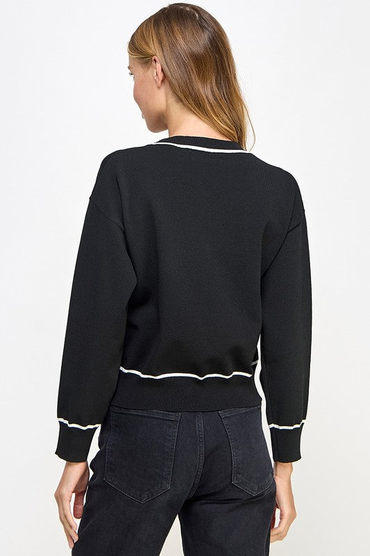 CONTRAST DETAIL CARDIGAN