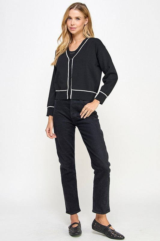 CONTRAST DETAIL CARDIGAN