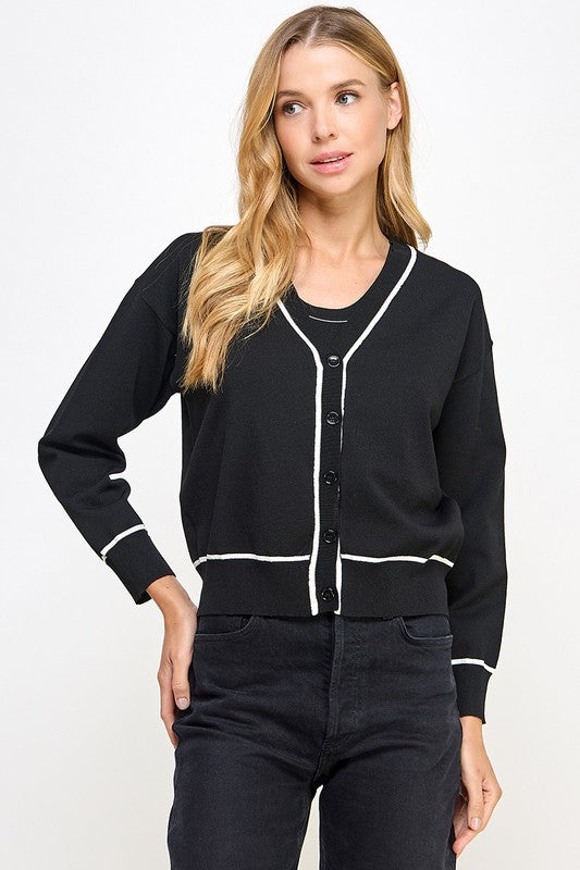 CONTRAST DETAIL CARDIGAN