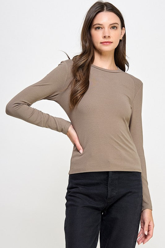LONG SLEEVE CREW NECK TOP