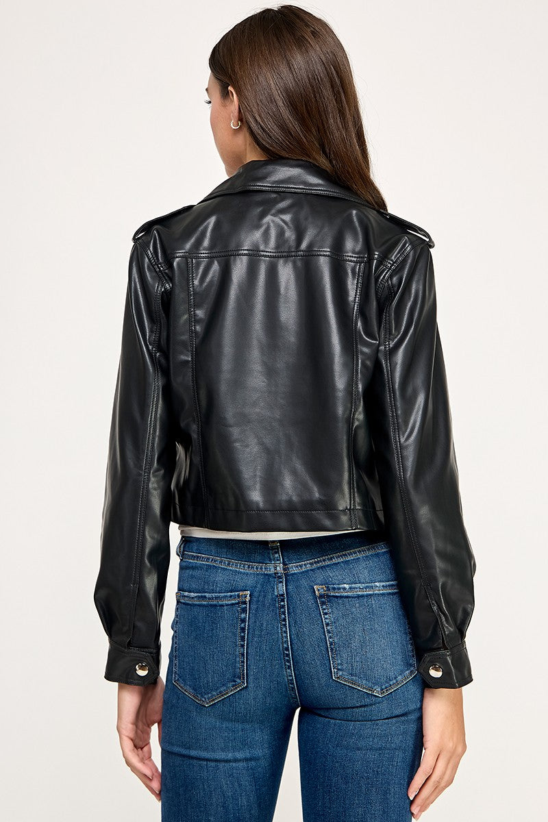 PLEATHER MOTTO JACKET