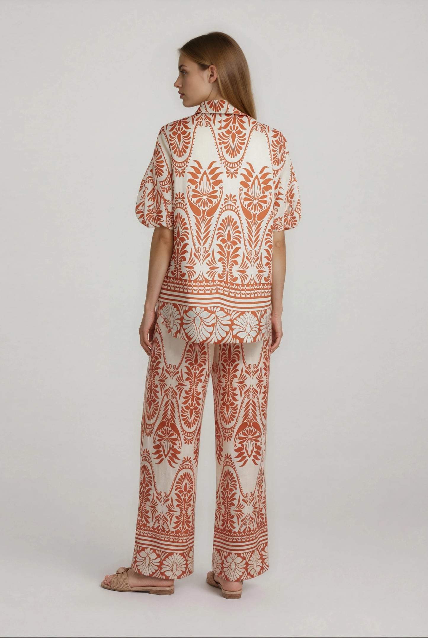 PRINTED BUTTON DOWN BLOUSE