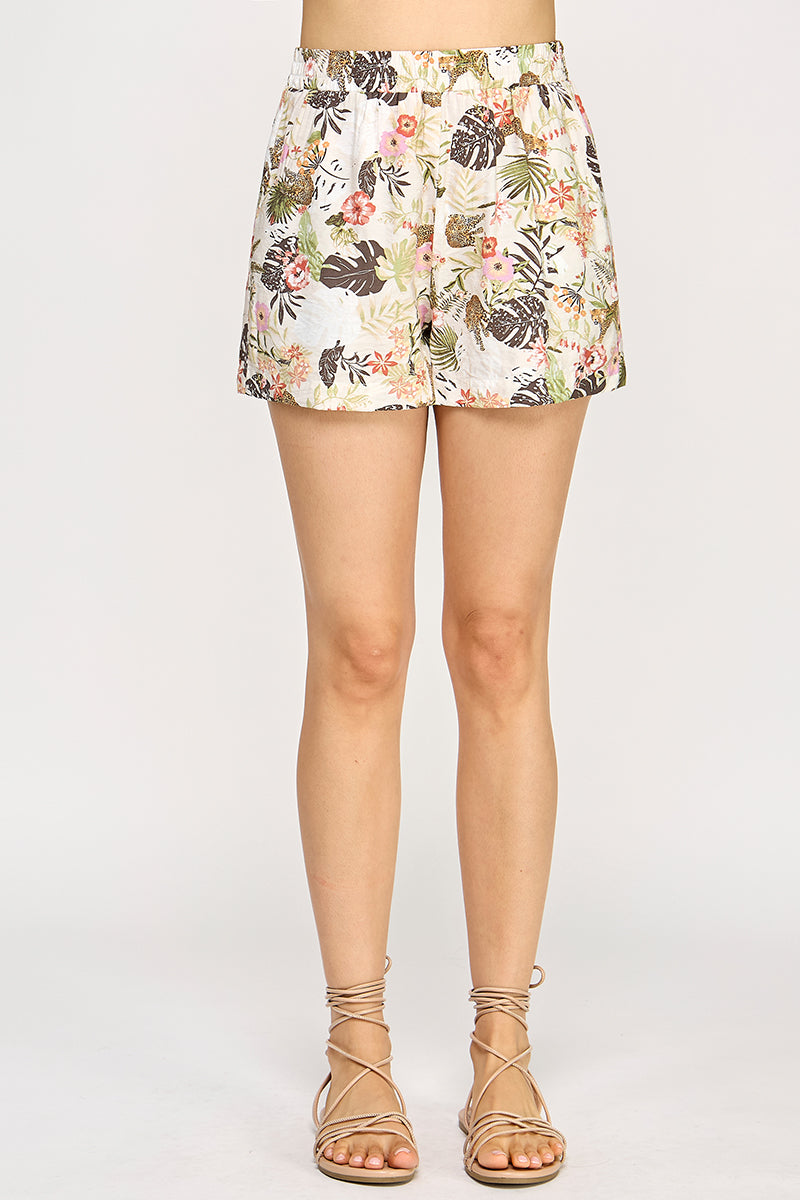LOOSE FIT TROPICAL PRINT SHORTS
