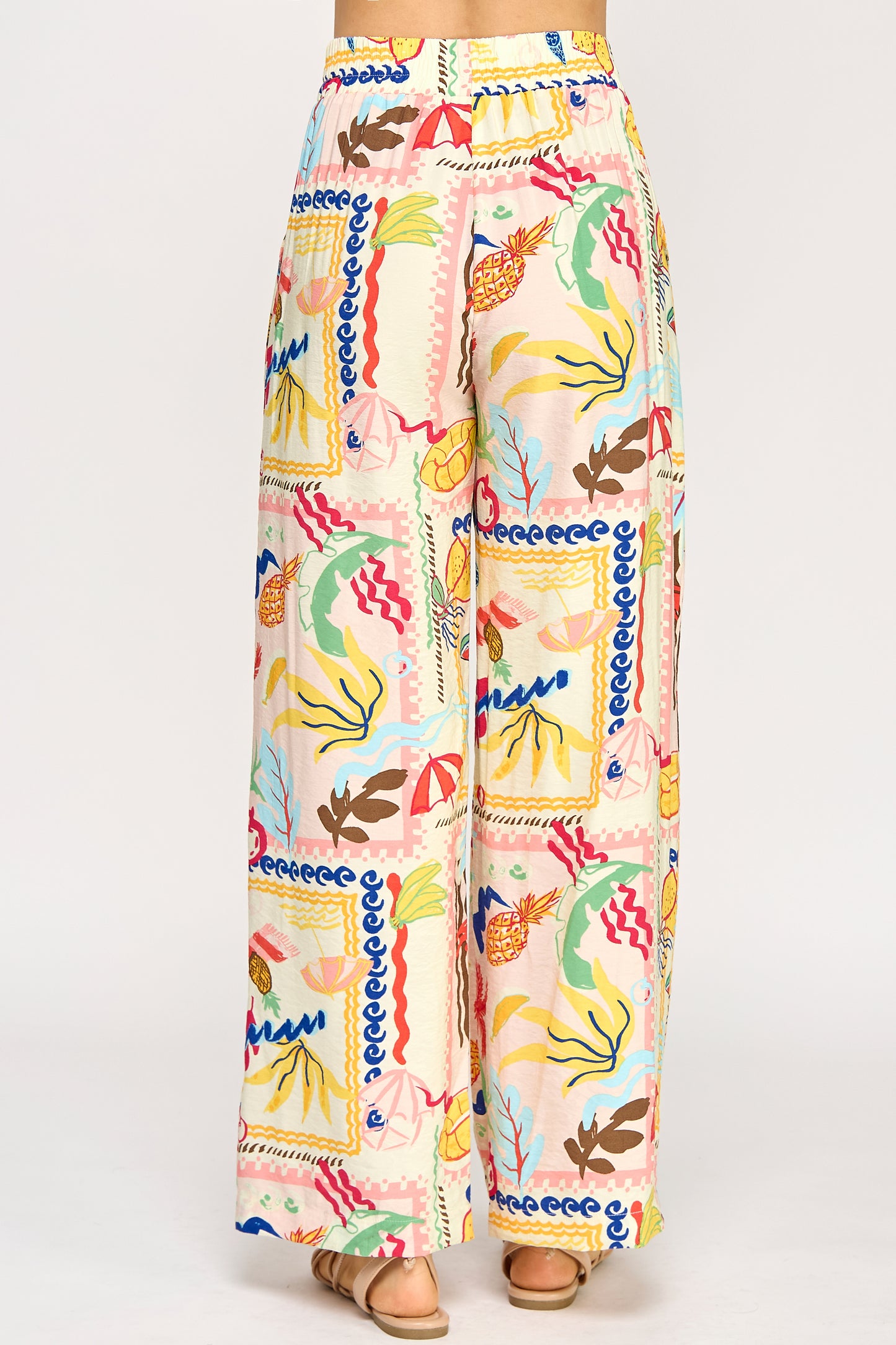 SUMMER PRINT ELASTIC WAIST PANTS