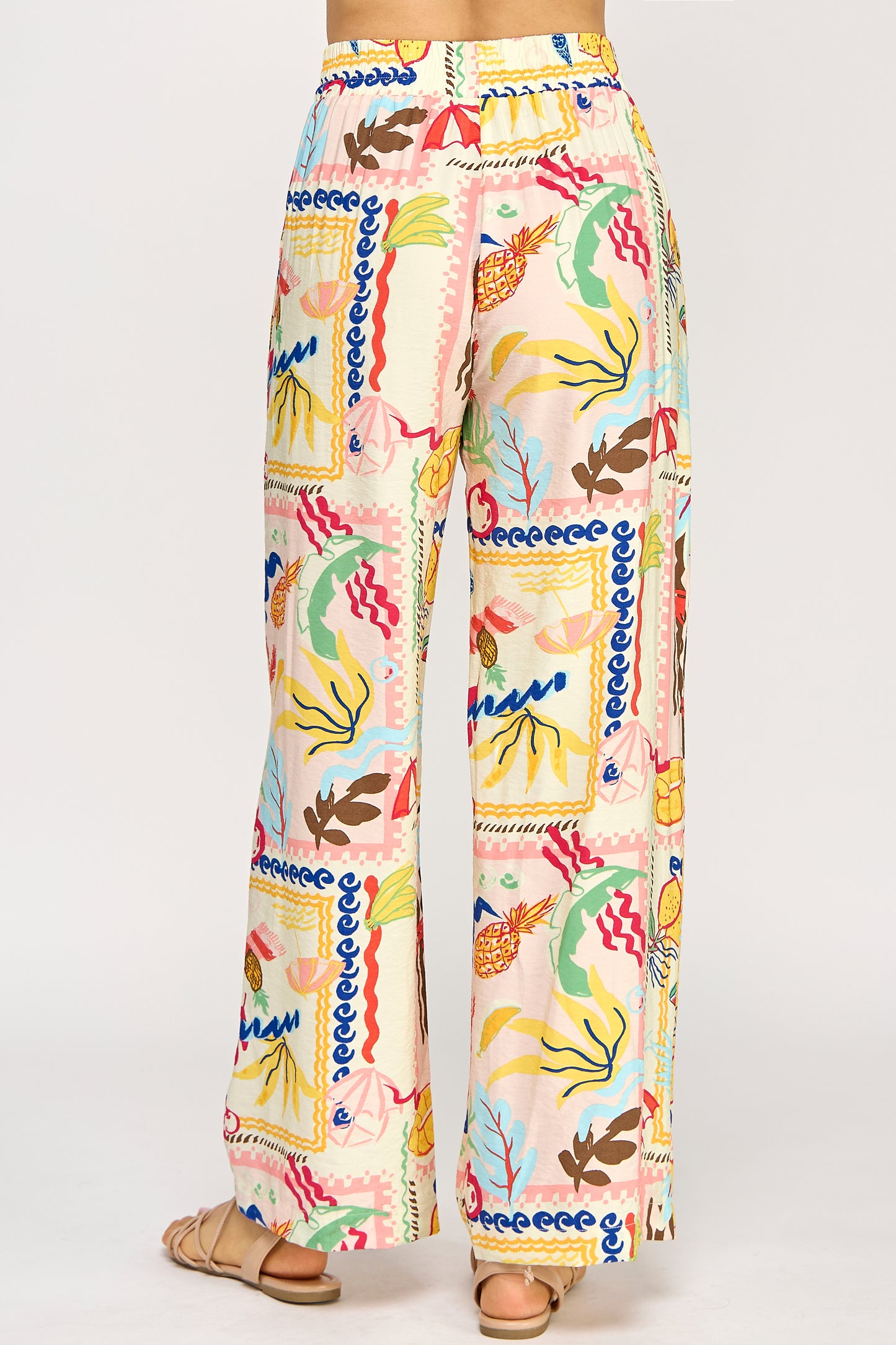 SUMMER PRINT ELASTIC WAIST PANTS