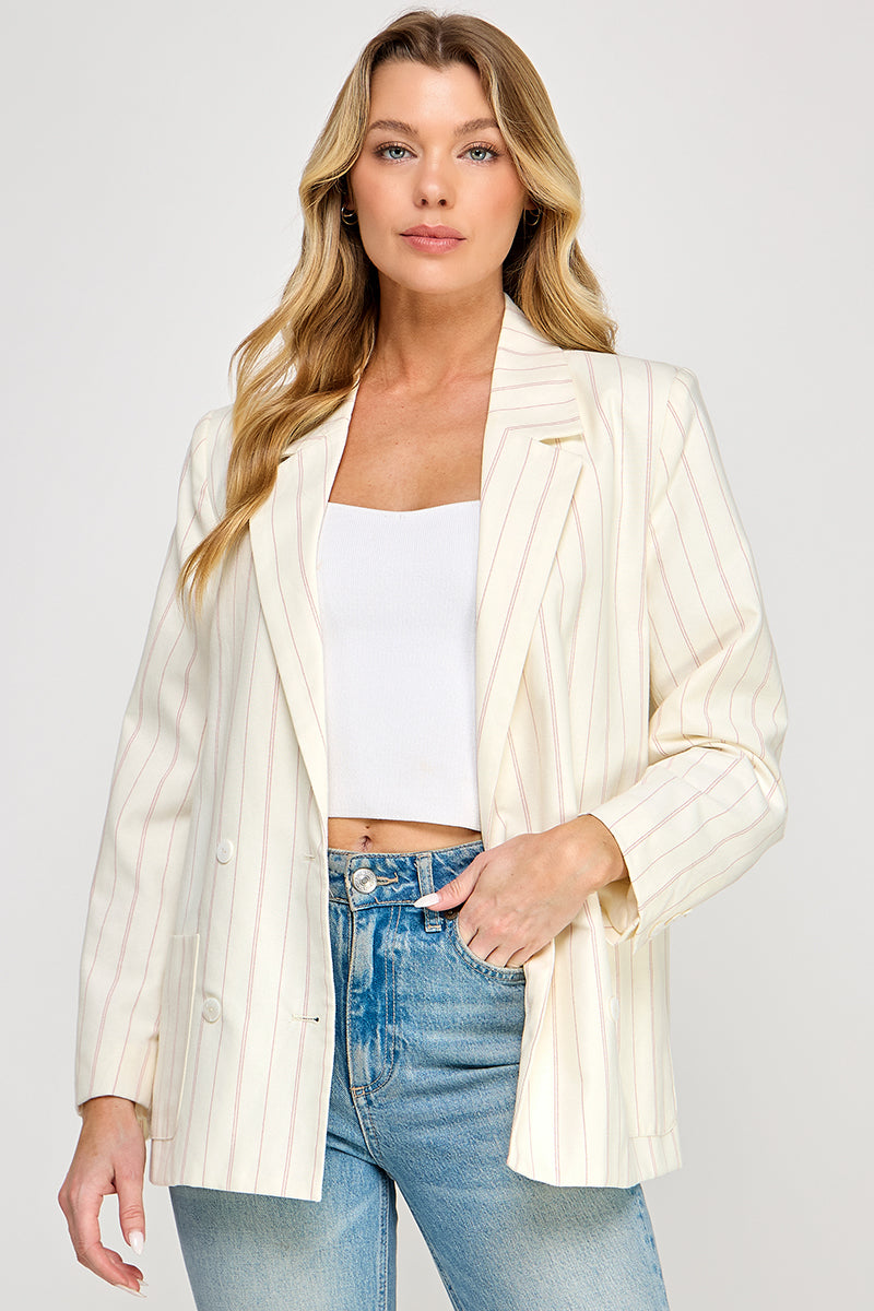 STRIPED LINEN BLAZER