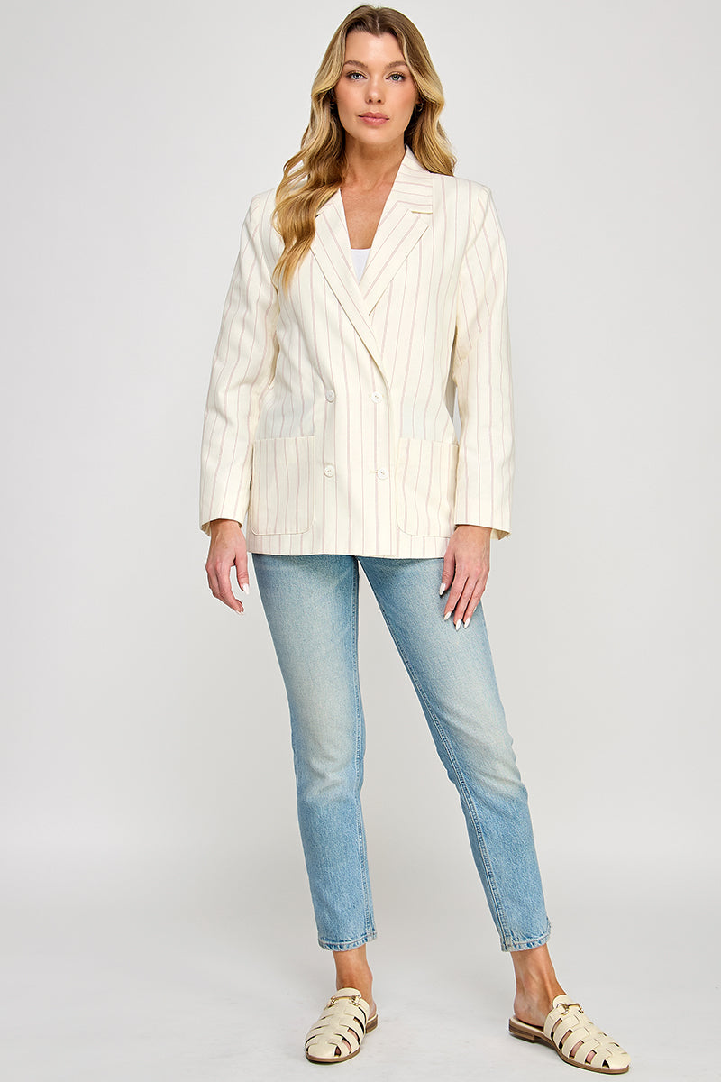 STRIPED LINEN BLAZER