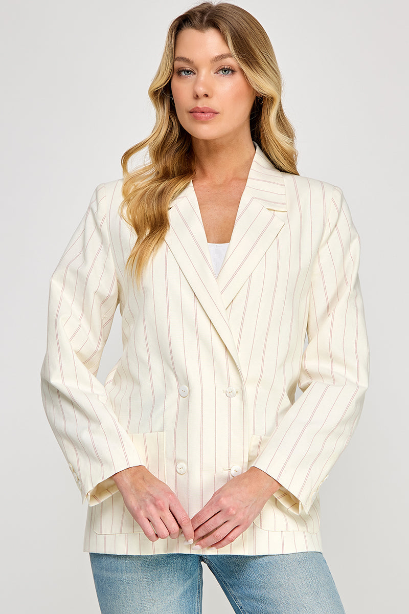 STRIPED LINEN BLAZER