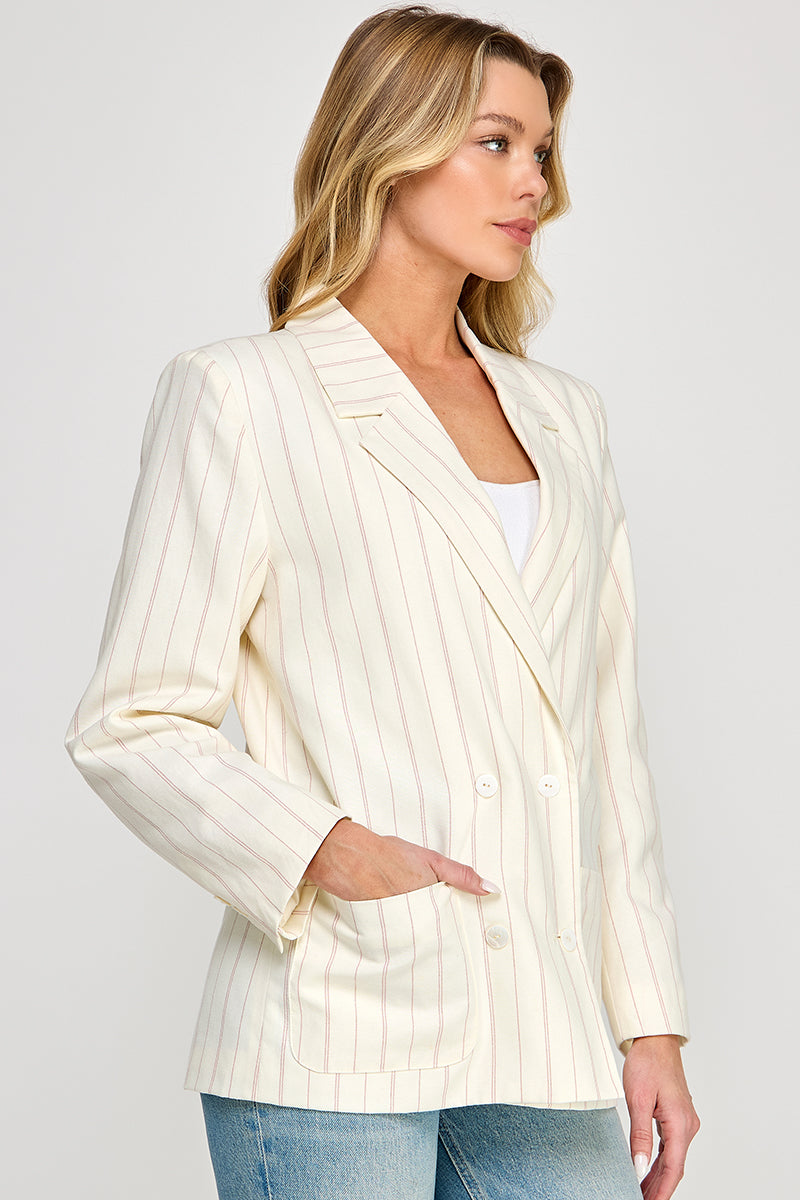 STRIPED LINEN BLAZER