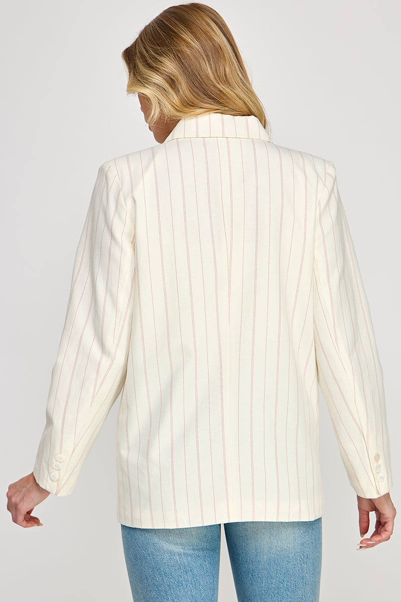 STRIPED LINEN BLAZER