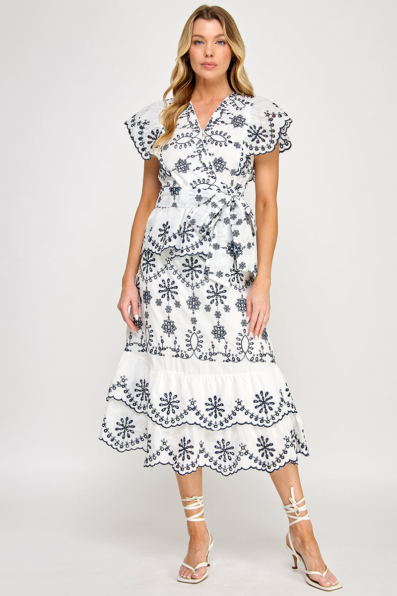 EMBROIDERED TOP WITH FRONT TIE