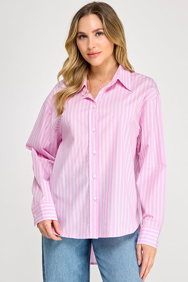 OVERSIZED STRIPE LONG SLEEVE SHIRT