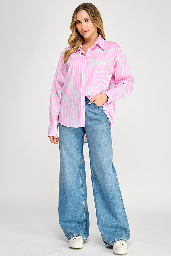 OVERSIZED STRIPE LONG SLEEVE SHIRT