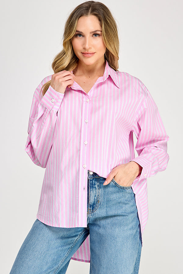 OVERSIZED STRIPE LONG SLEEVE SHIRT