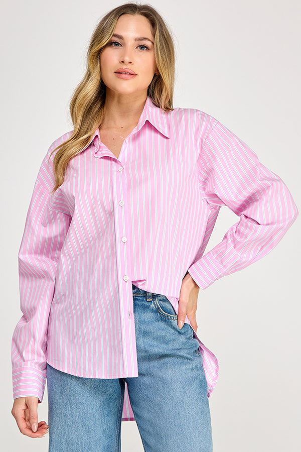 OVERSIZED STRIPE LONG SLEEVE SHIRT