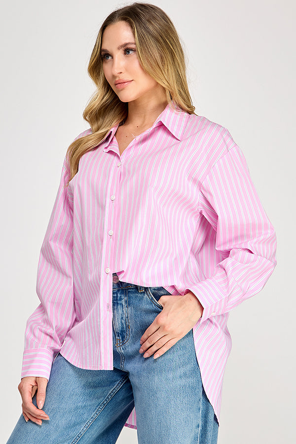 OVERSIZED STRIPE LONG SLEEVE SHIRT