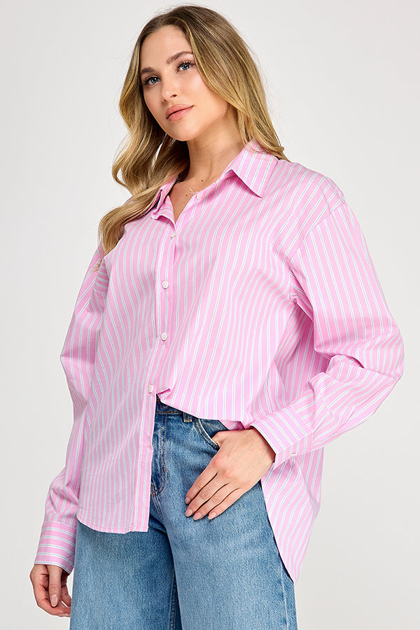 OVERSIZED STRIPE LONG SLEEVE SHIRT