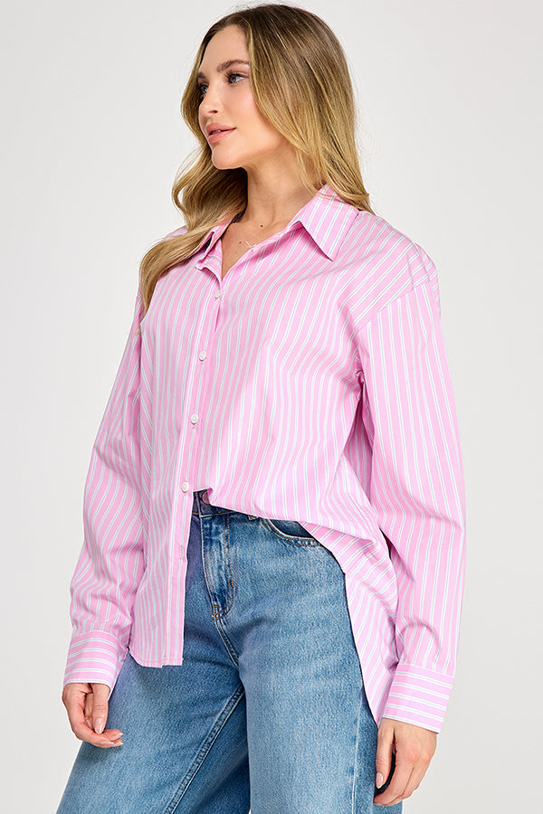 OVERSIZED STRIPE LONG SLEEVE SHIRT