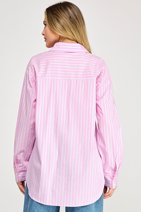 OVERSIZED STRIPE LONG SLEEVE SHIRT