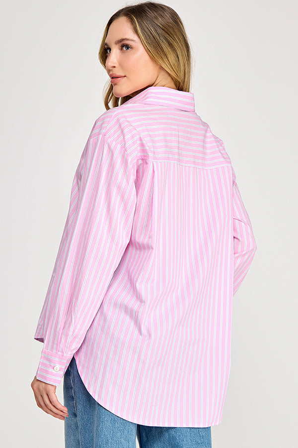 OVERSIZED STRIPE LONG SLEEVE SHIRT