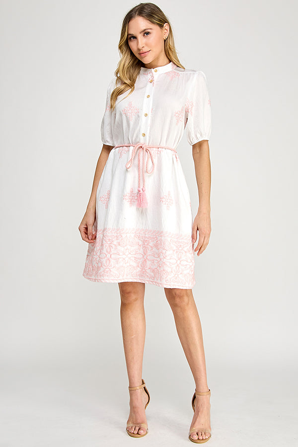 THE EMBROIDERY MINI DRESS WITH POCKETS