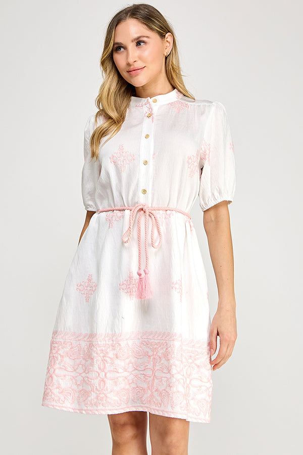THE EMBROIDERY MINI DRESS WITH POCKETS