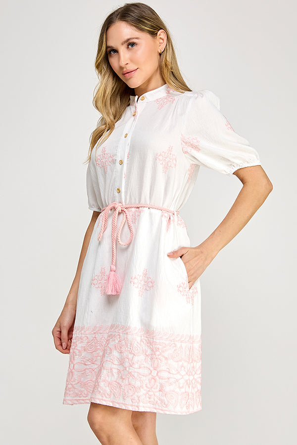 THE EMBROIDERY MINI DRESS WITH POCKETS