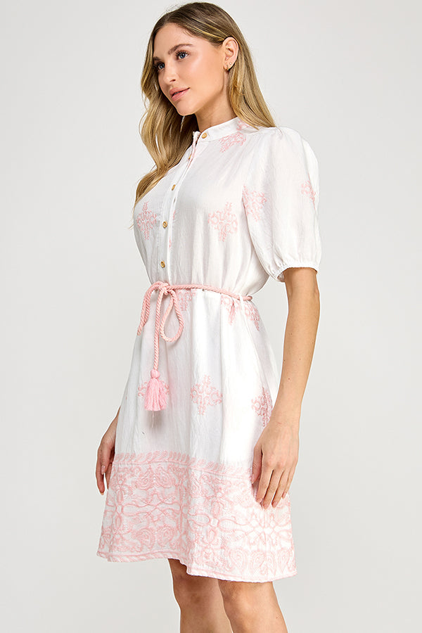 THE EMBROIDERY MINI DRESS WITH POCKETS