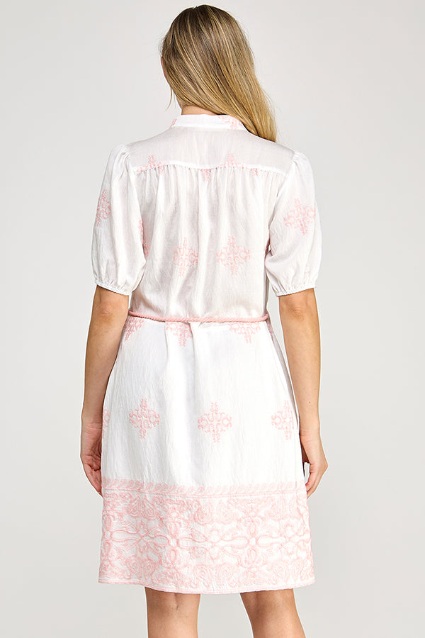 THE EMBROIDERY MINI DRESS WITH POCKETS