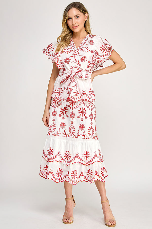EMBROIDERED TOP WITH FRONT TIE