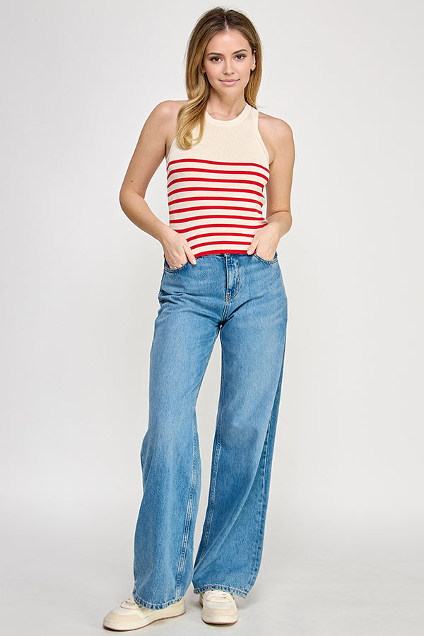 STRIPED KNIT TANK TOP