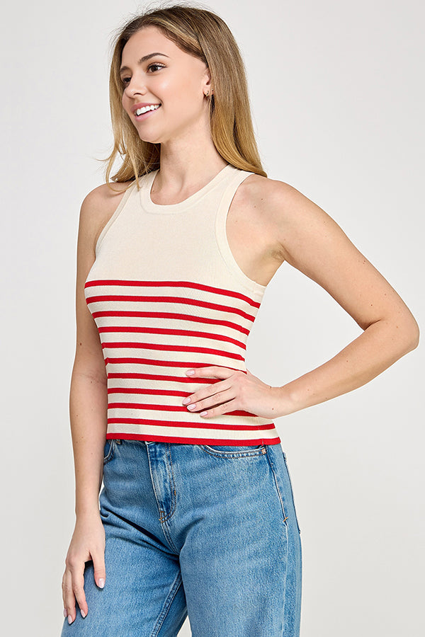 STRIPED KNIT TANK TOP