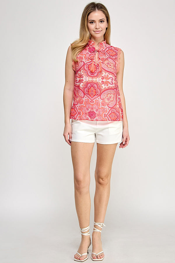 SLEEVELESS PRINTED BLOUSE