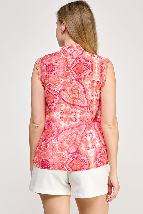 SLEEVELESS PRINTED BLOUSE