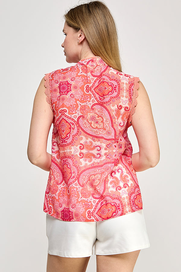 SLEEVELESS PRINTED BLOUSE