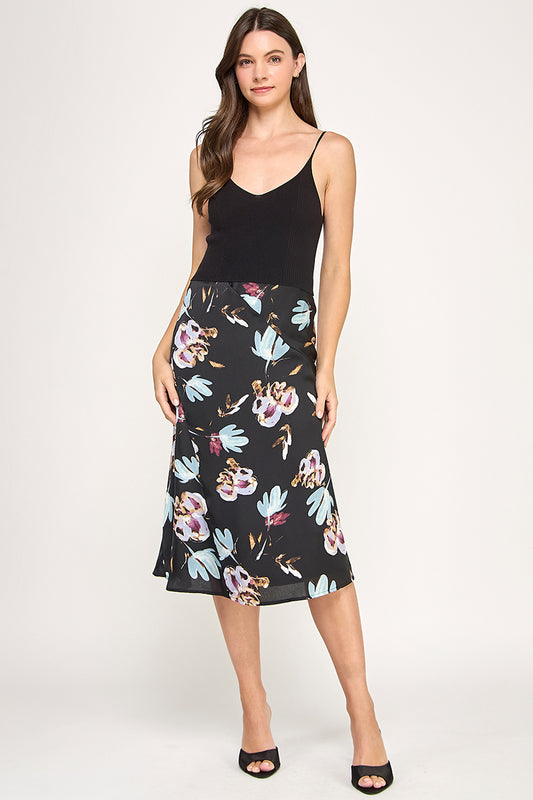 PRINTED MIDI SKIRT