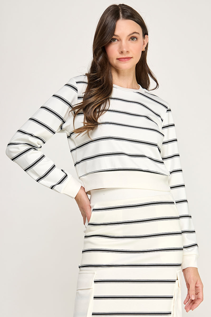 STRIPED LONG SLEEVE SWEATSHIRT