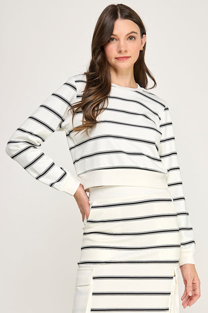 STRIPED LONG SLEEVE SWEATSHIRT