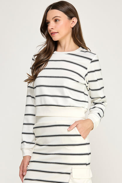 STRIPED LONG SLEEVE SWEATSHIRT