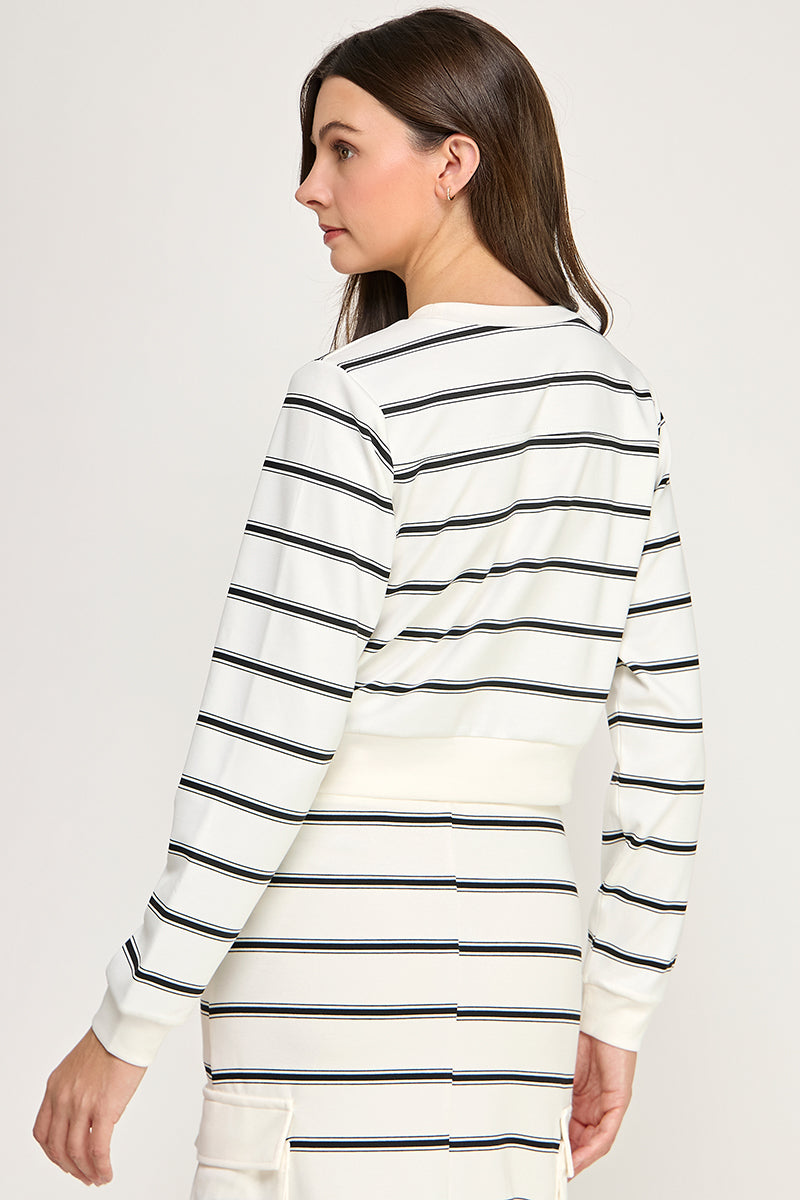 STRIPED LONG SLEEVE SWEATSHIRT