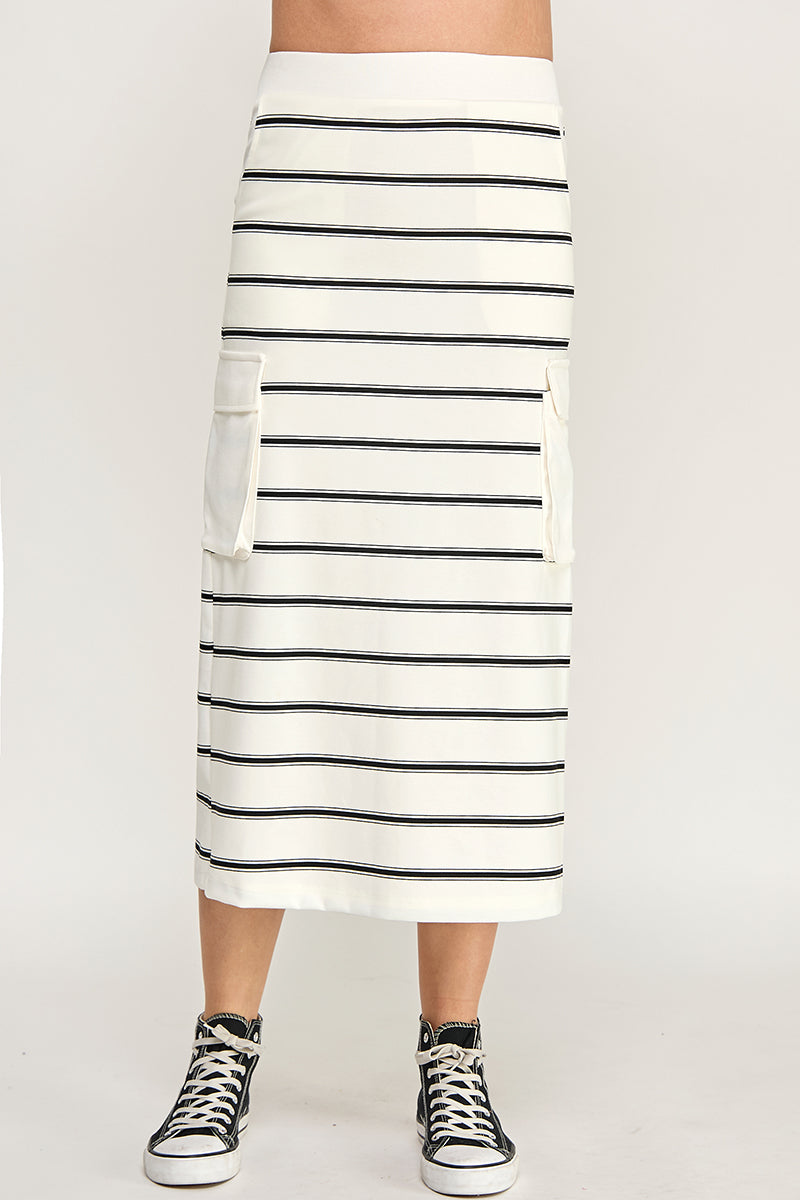 STRIPED CARGO SWEATSHIRT SKIRT