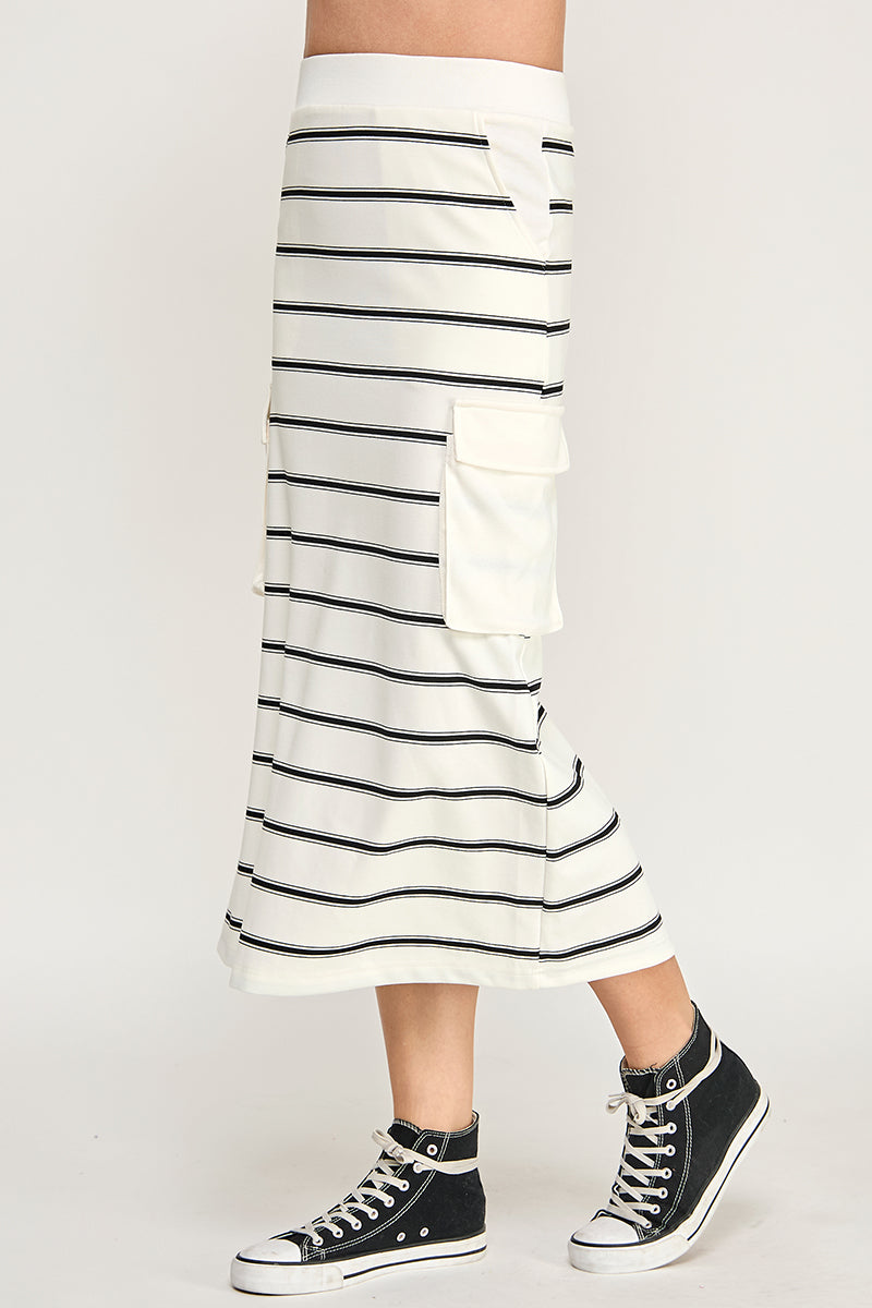 STRIPED CARGO SWEATSHIRT SKIRT