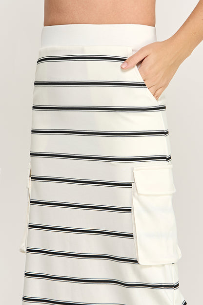 STRIPED CARGO SWEATSHIRT SKIRT